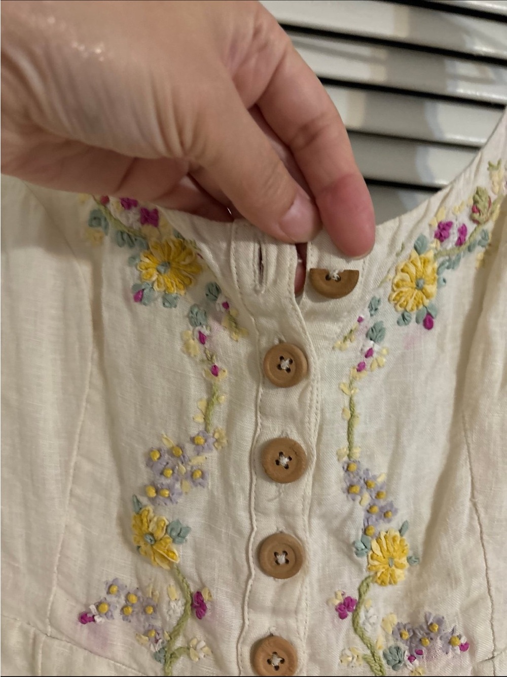 Free People  Embroidered Button Front Midi Dress size S - Picture 4 of 10